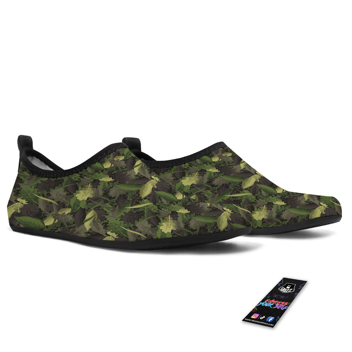 Camouflage Hunting Oak Tree Print Water Shoes-grizzshop