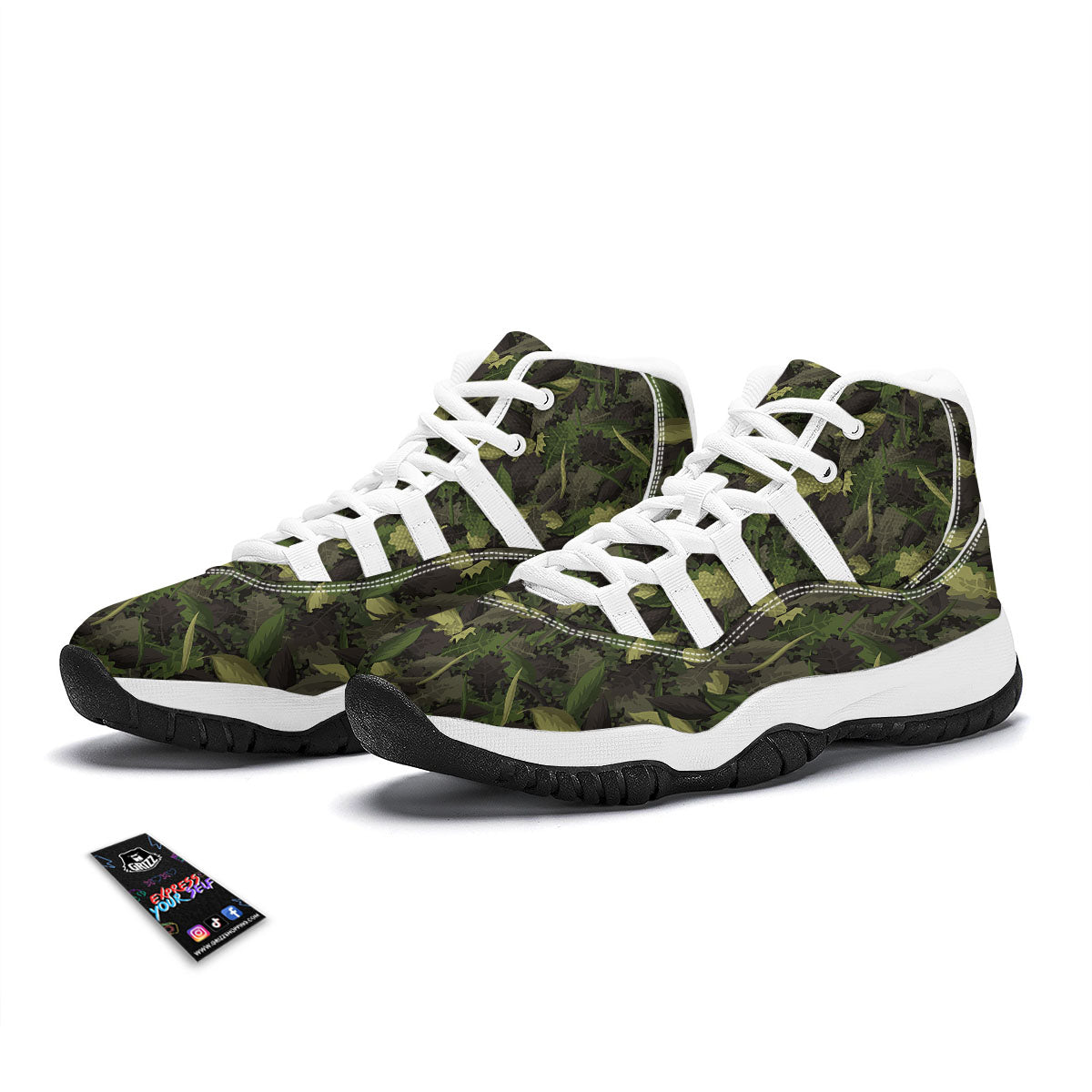 Camouflage Hunting Oak Tree Print White Bball Shoes-grizzshop