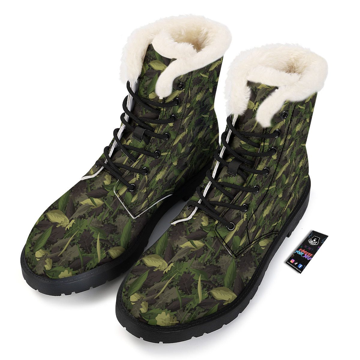 Camouflage Hunting Oak Tree Print Winter Boots-grizzshop