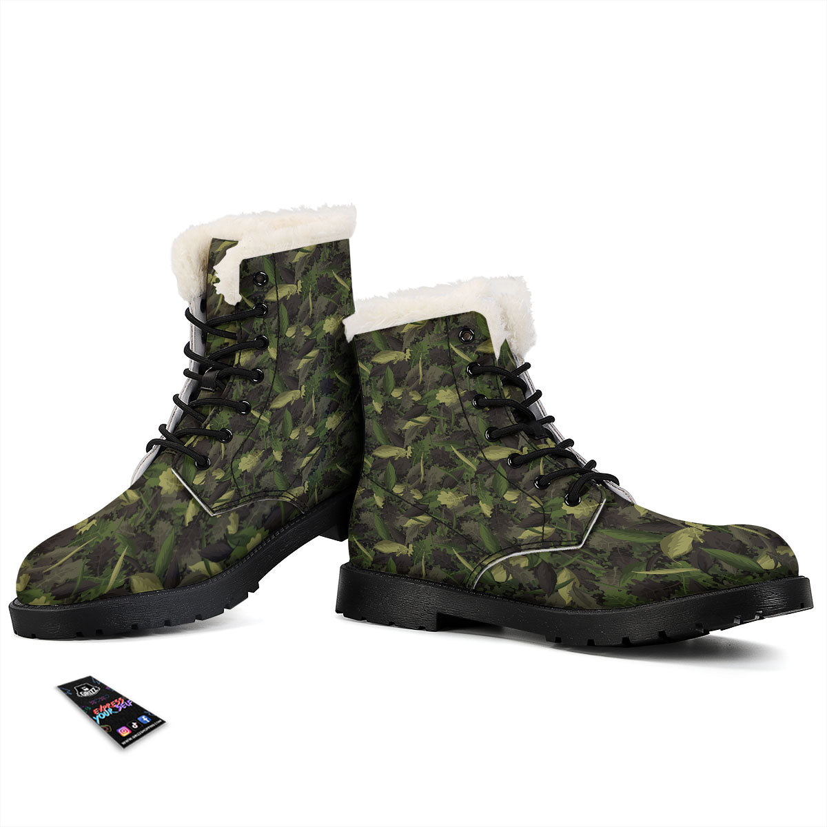 Camouflage Hunting Oak Tree Print Winter Boots-grizzshop