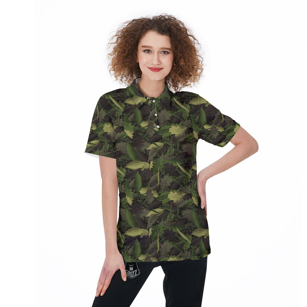 Camouflage Hunting Oak Tree Print Women's Golf Shirts-grizzshop