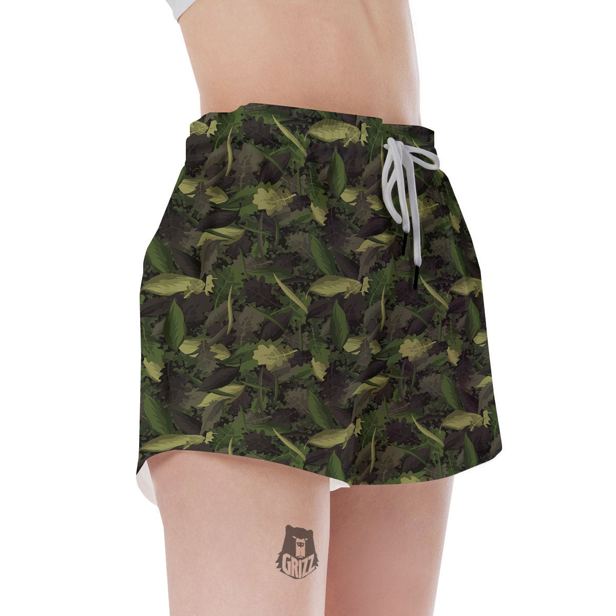 Camouflage Hunting Oak Tree Print Women's Shorts-grizzshop