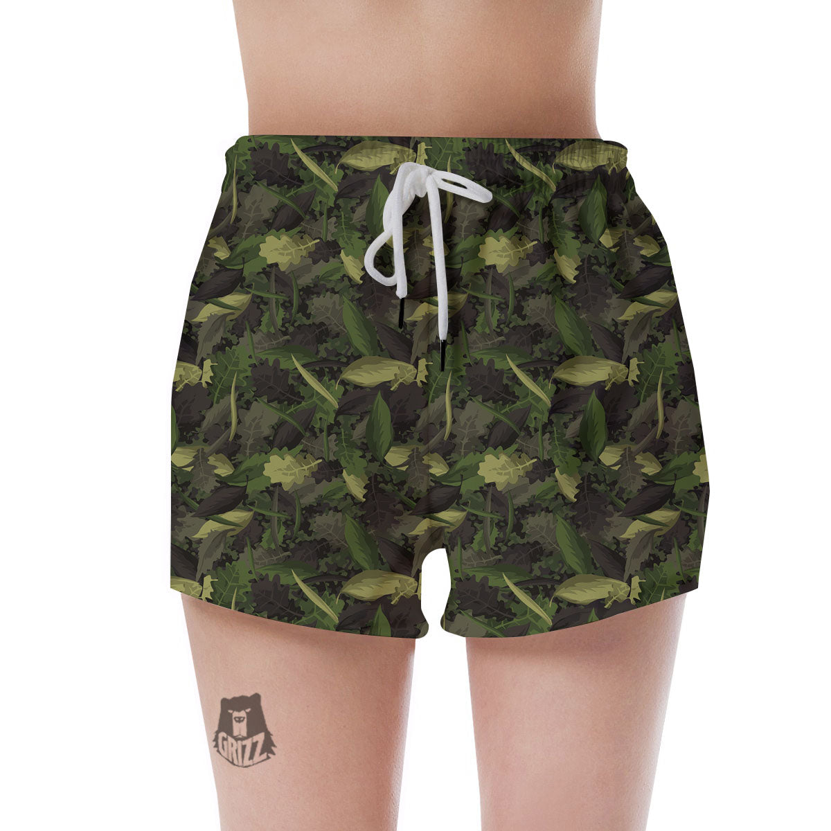 Camouflage Hunting Oak Tree Print Women's Shorts-grizzshop
