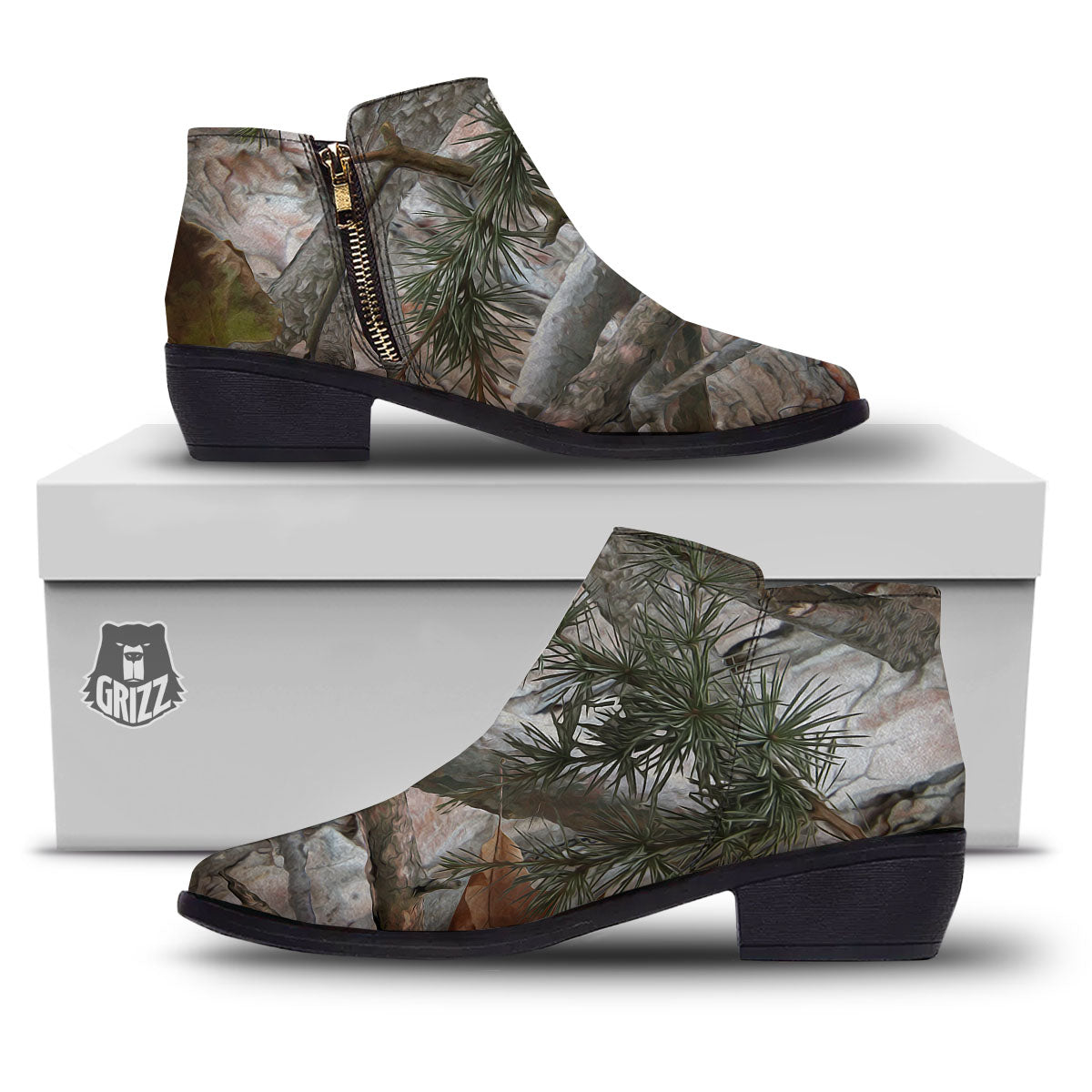 Camouflage Hunting Print Pattern Ankle Boots-grizzshop