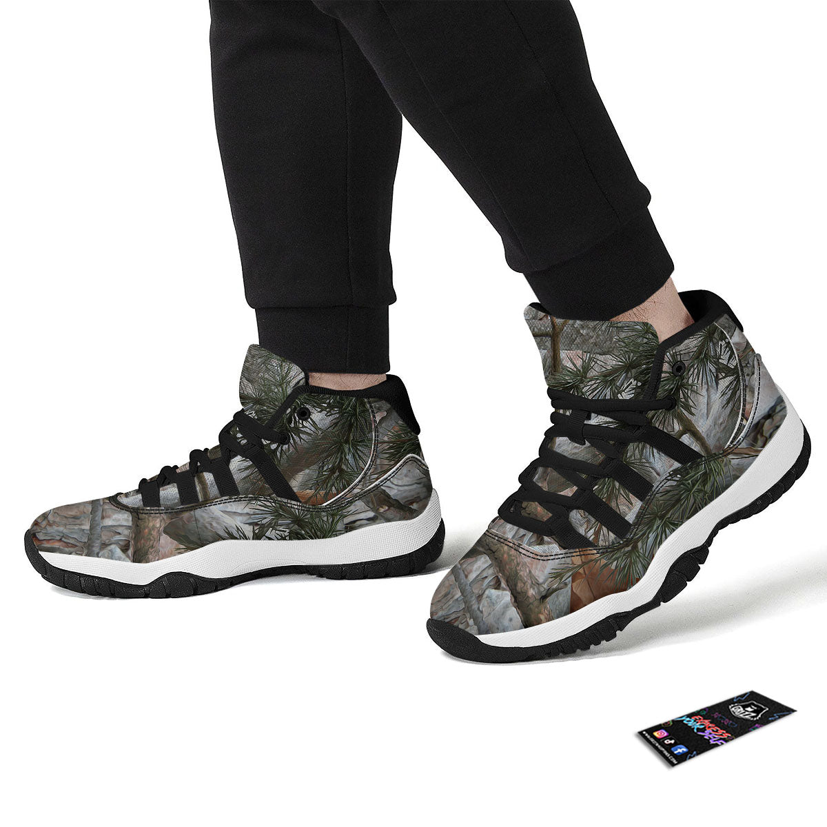 Camouflage Hunting Print Pattern Black Bball Shoes-grizzshop