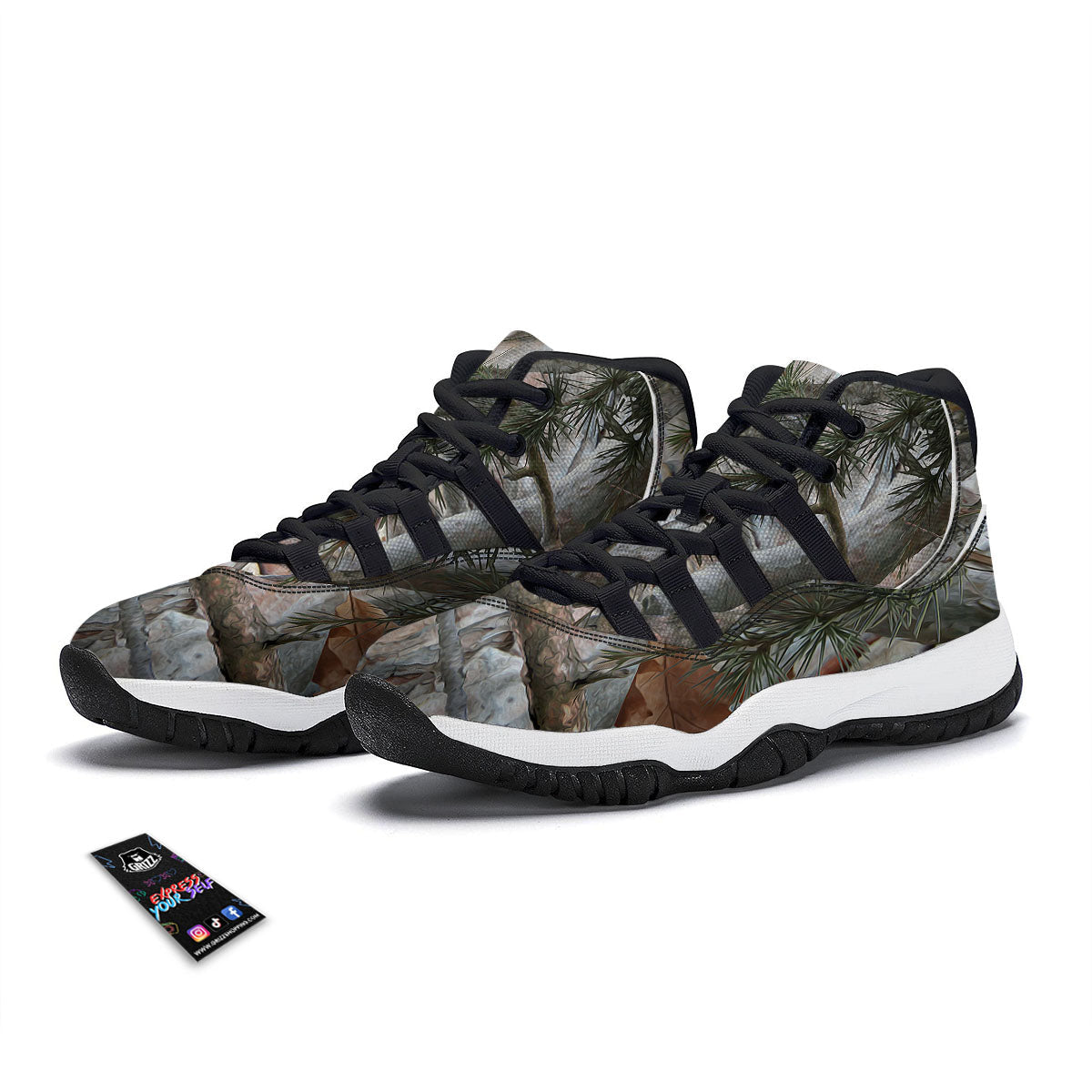 Camouflage Hunting Print Pattern Black Bball Shoes-grizzshop