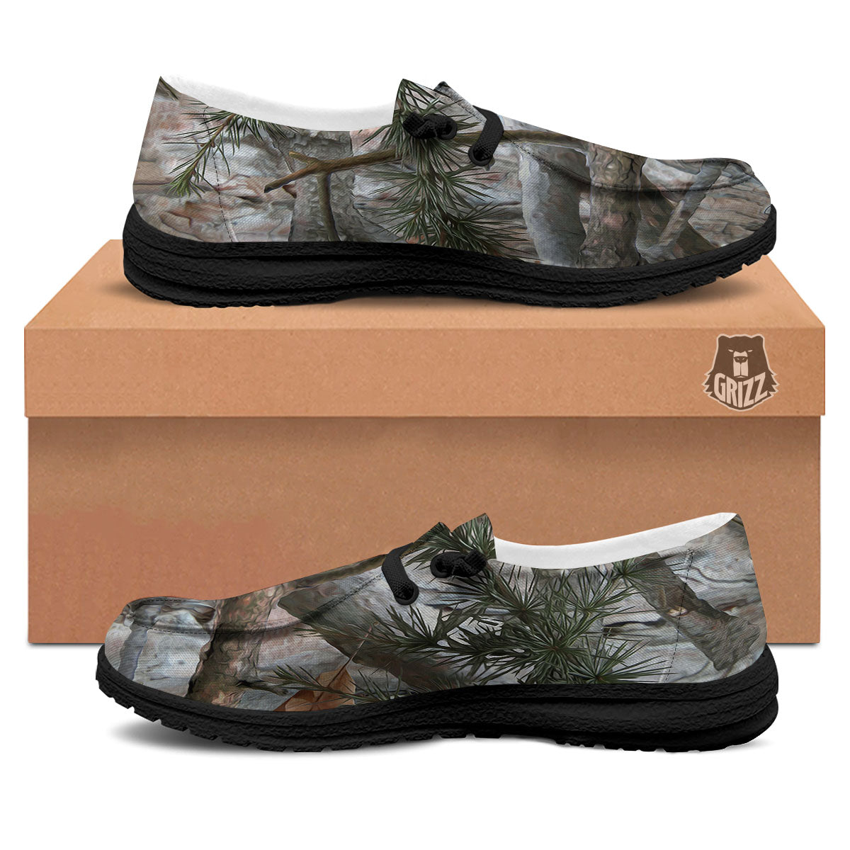 Camouflage Hunting Print Pattern Black Loafers-grizzshop