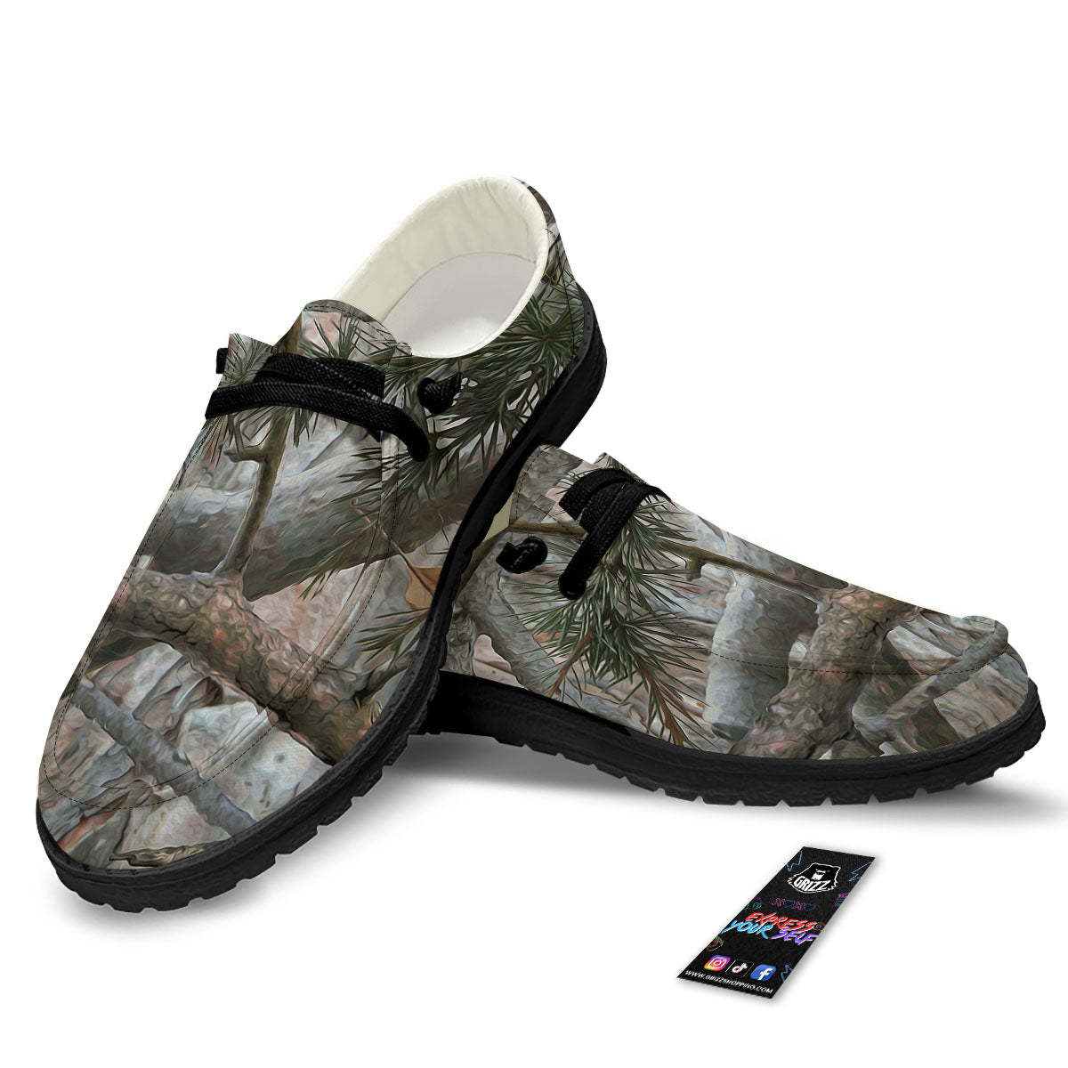 Camouflage Hunting Print Pattern Black Loafers-grizzshop