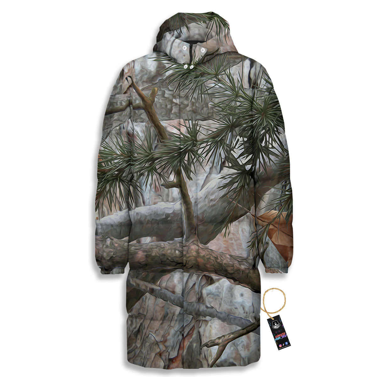 Camouflage Hunting Print Pattern Long Down Jacket-grizzshop