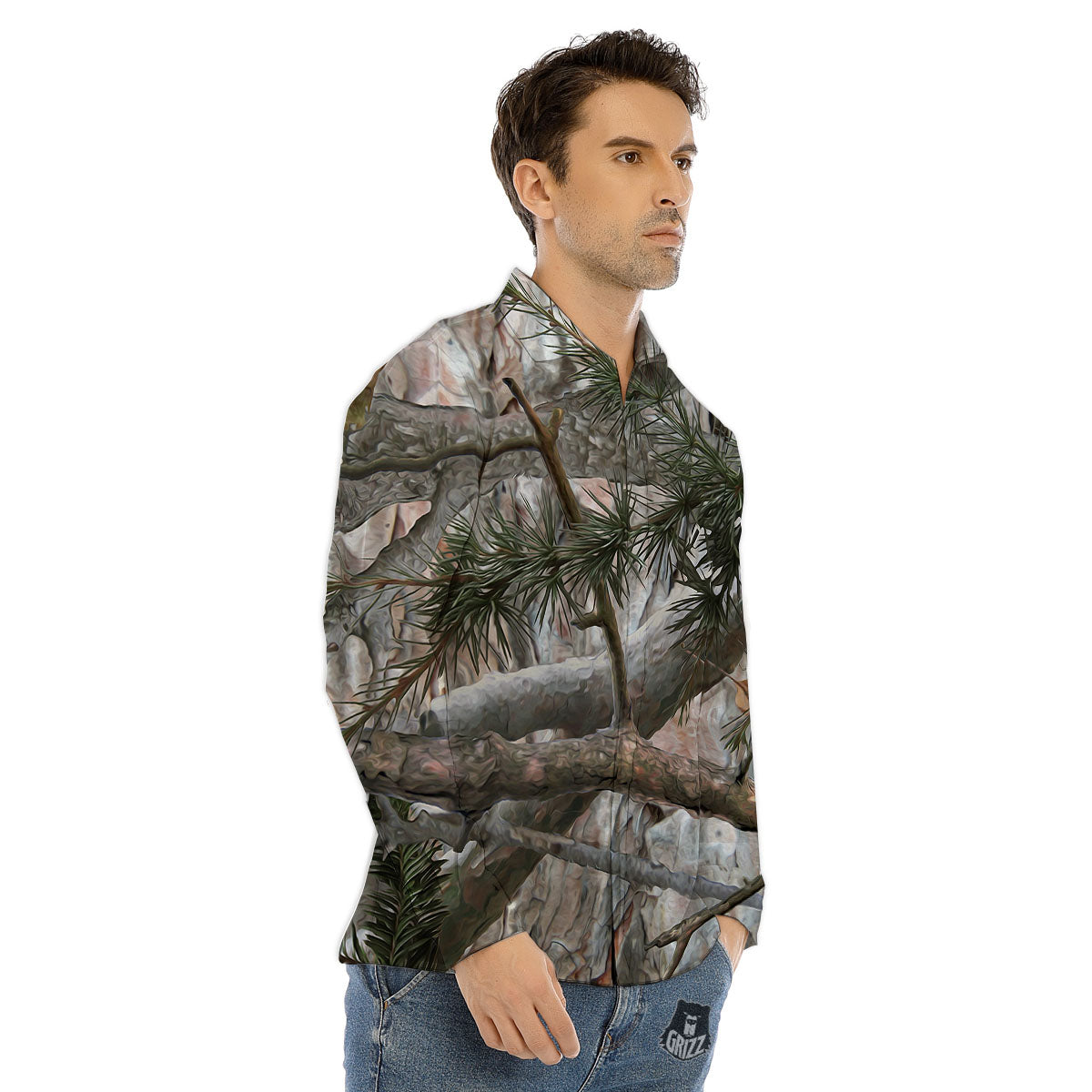 Camouflage Hunting Print Pattern Men's Dress Shirts-grizzshop