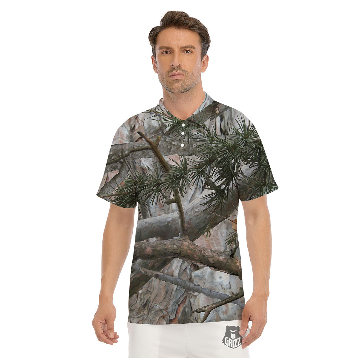 Camouflage Hunting Print Pattern Men's Golf Shirts-grizzshop