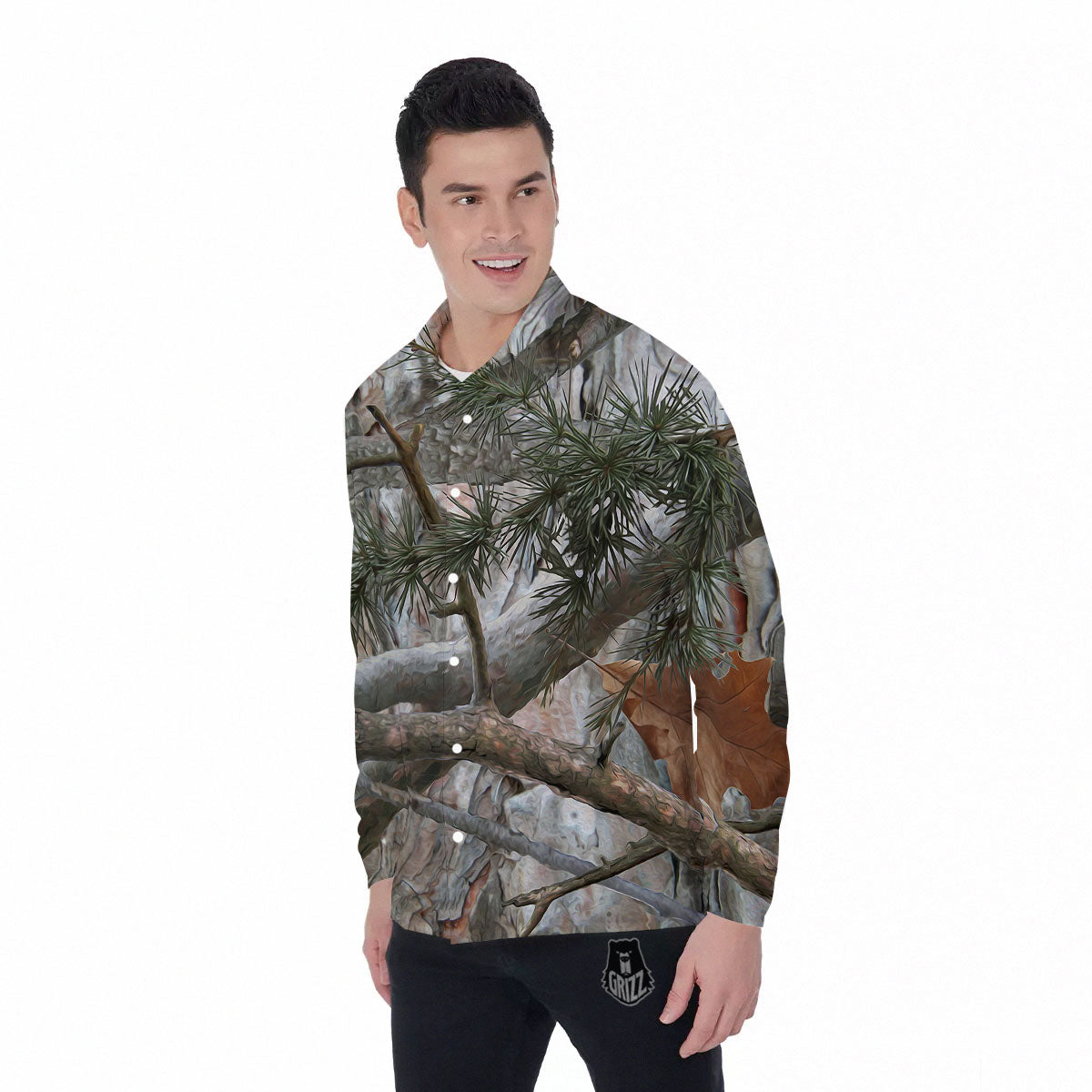 Camouflage Hunting Print Pattern Men's Long Sleeve Shirts-grizzshop