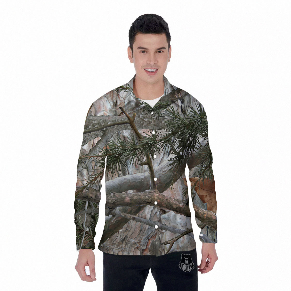 Camouflage Hunting Print Pattern Men's Long Sleeve Shirts-grizzshop