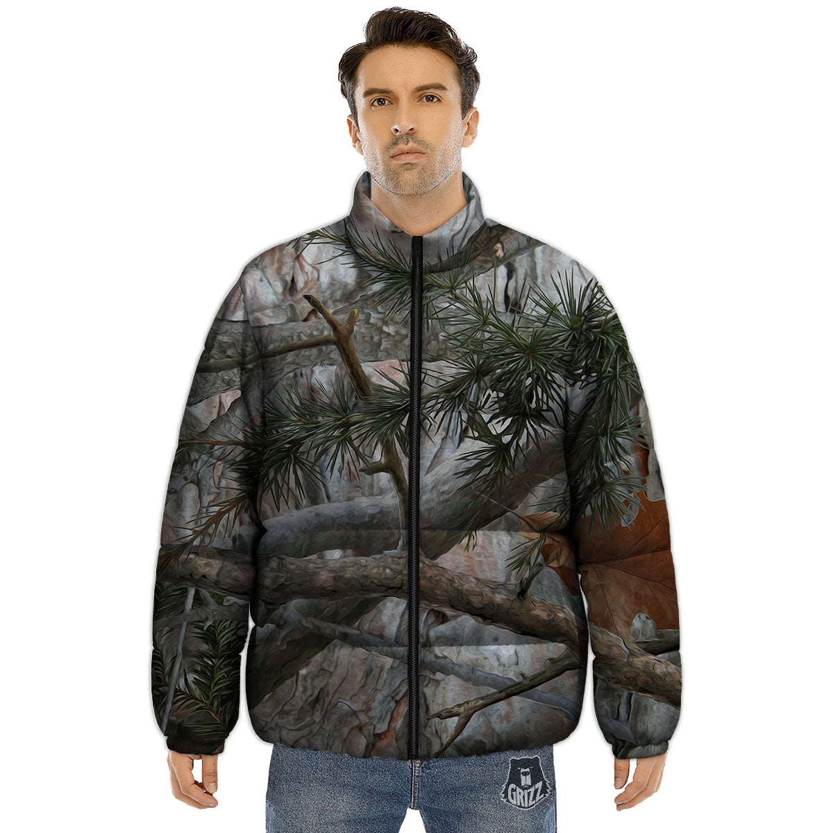 Camouflage Hunting Print Pattern Puffer Jacket-grizzshop