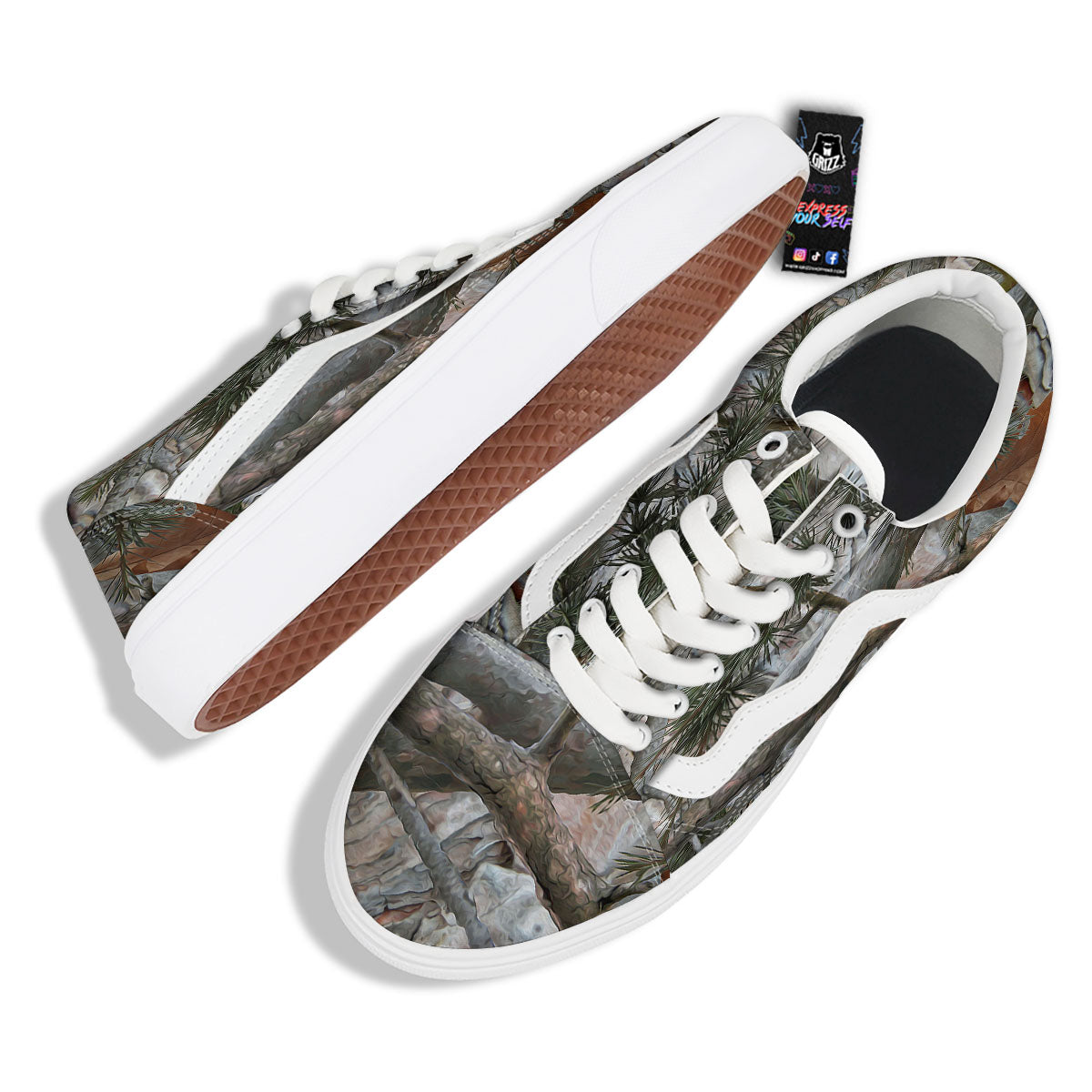 Camouflage Hunting Print Pattern Skate Shoes-grizzshop