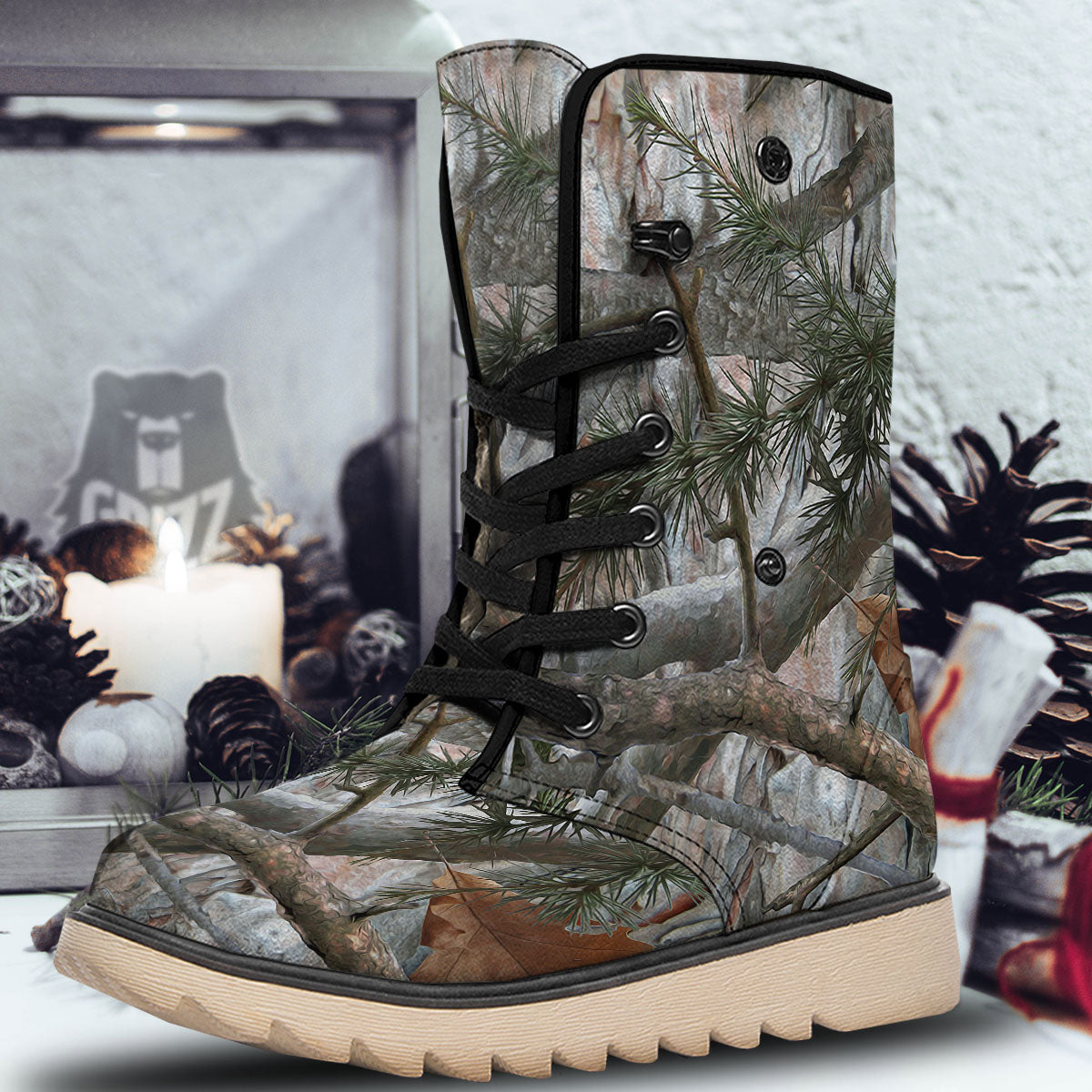 Camouflage Hunting Print Pattern Snow Boots-grizzshop