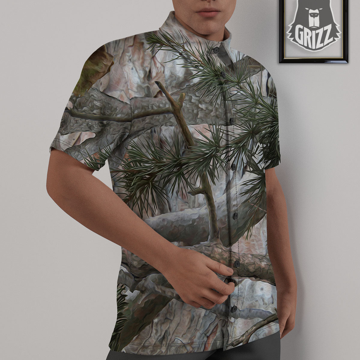 Camouflage Hunting Print Pattern Untucked Shirts-grizzshop