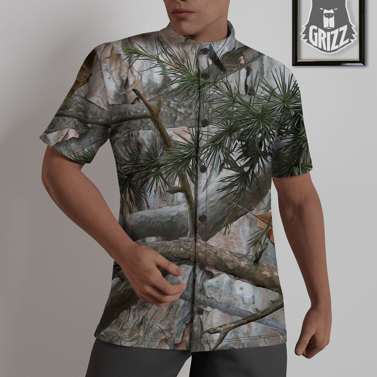 Camouflage Hunting Print Pattern Untucked Shirts-grizzshop