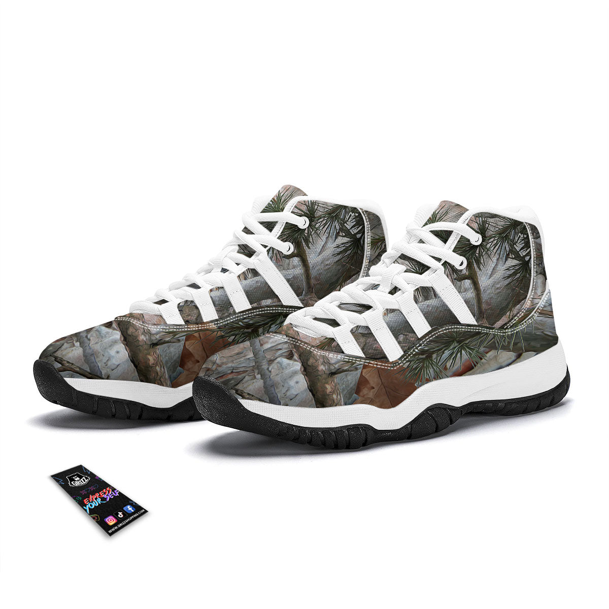 Camouflage Hunting Print Pattern White Bball Shoes-grizzshop
