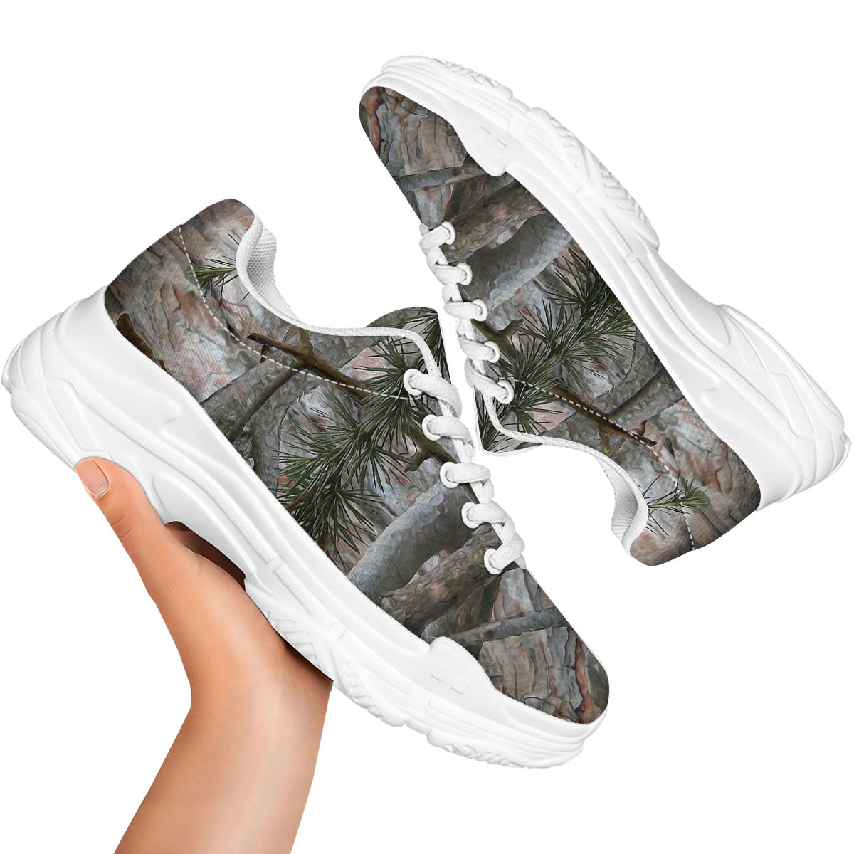 Camouflage Hunting Print Pattern White Chunky Shoes-grizzshop