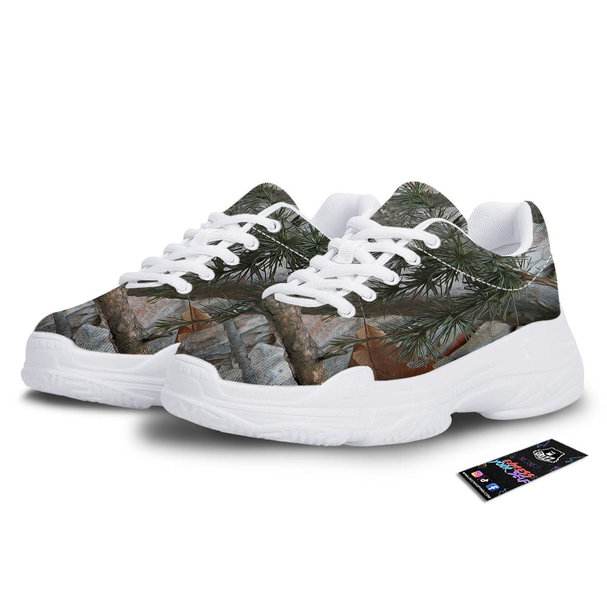 Camouflage Hunting Print Pattern White Chunky Shoes-grizzshop