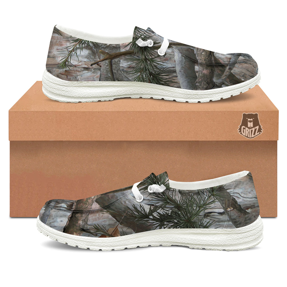 Camouflage Hunting Print Pattern White Loafers-grizzshop