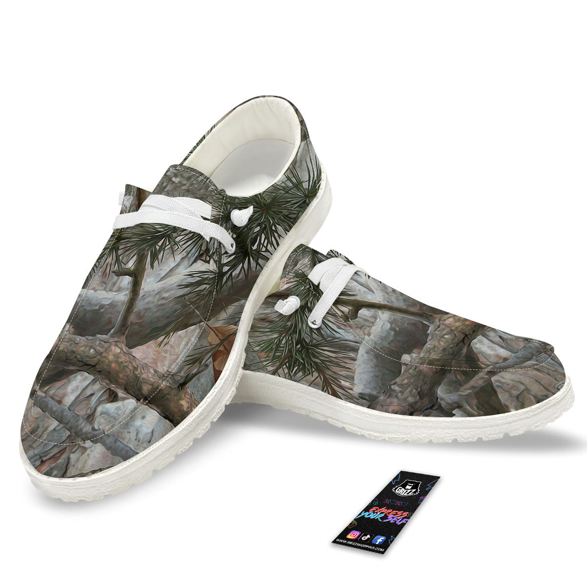 Camouflage Hunting Print Pattern White Loafers-grizzshop