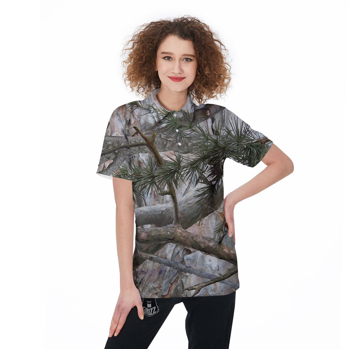 Camouflage Hunting Print Pattern Women's Golf Shirts-grizzshop