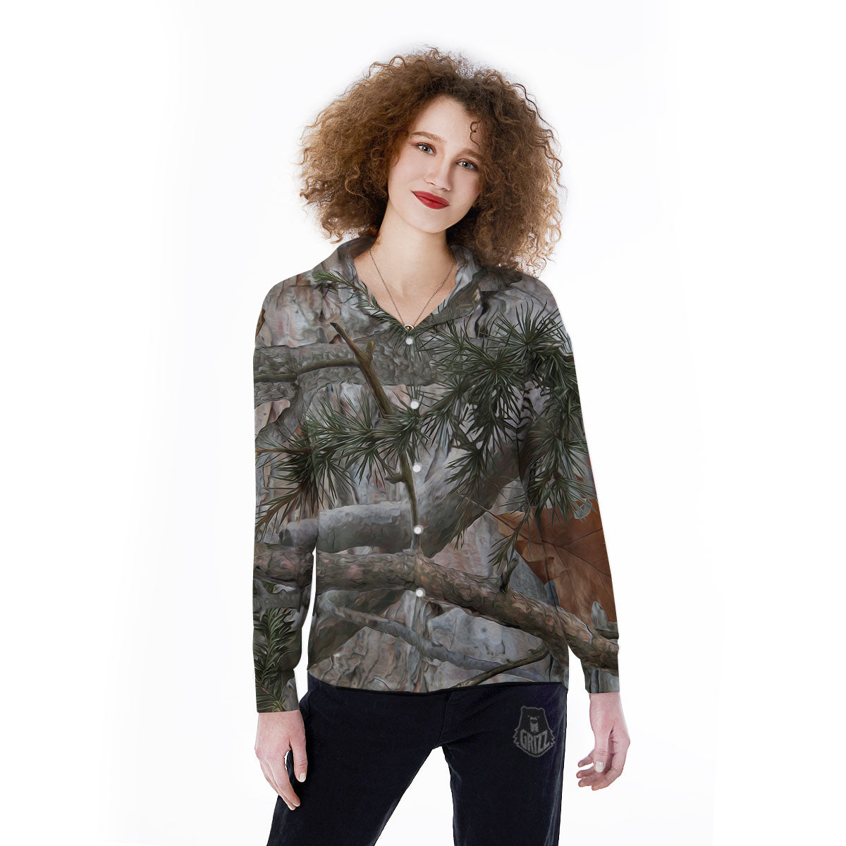 Camouflage Hunting Print Pattern Women's Long Sleeve Shirts-grizzshop