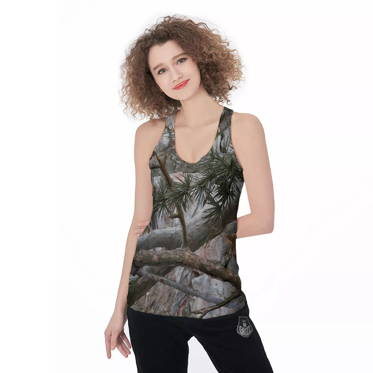 Camouflage Hunting Print Pattern Women's Racerback Tank Top-grizzshop