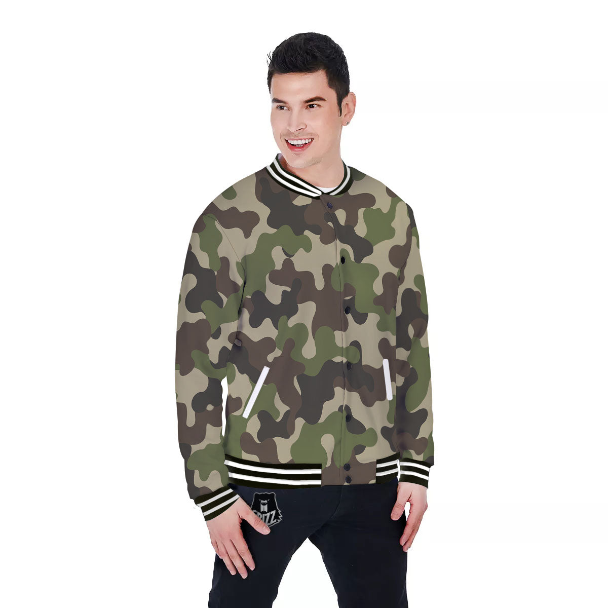 Camouflage Jungle Hunting Print Baseball Jacket-grizzshop