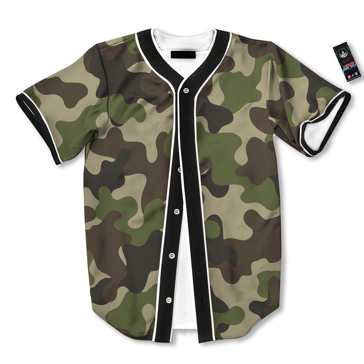 Camouflage Jungle Hunting Print Baseball Jersey-grizzshop