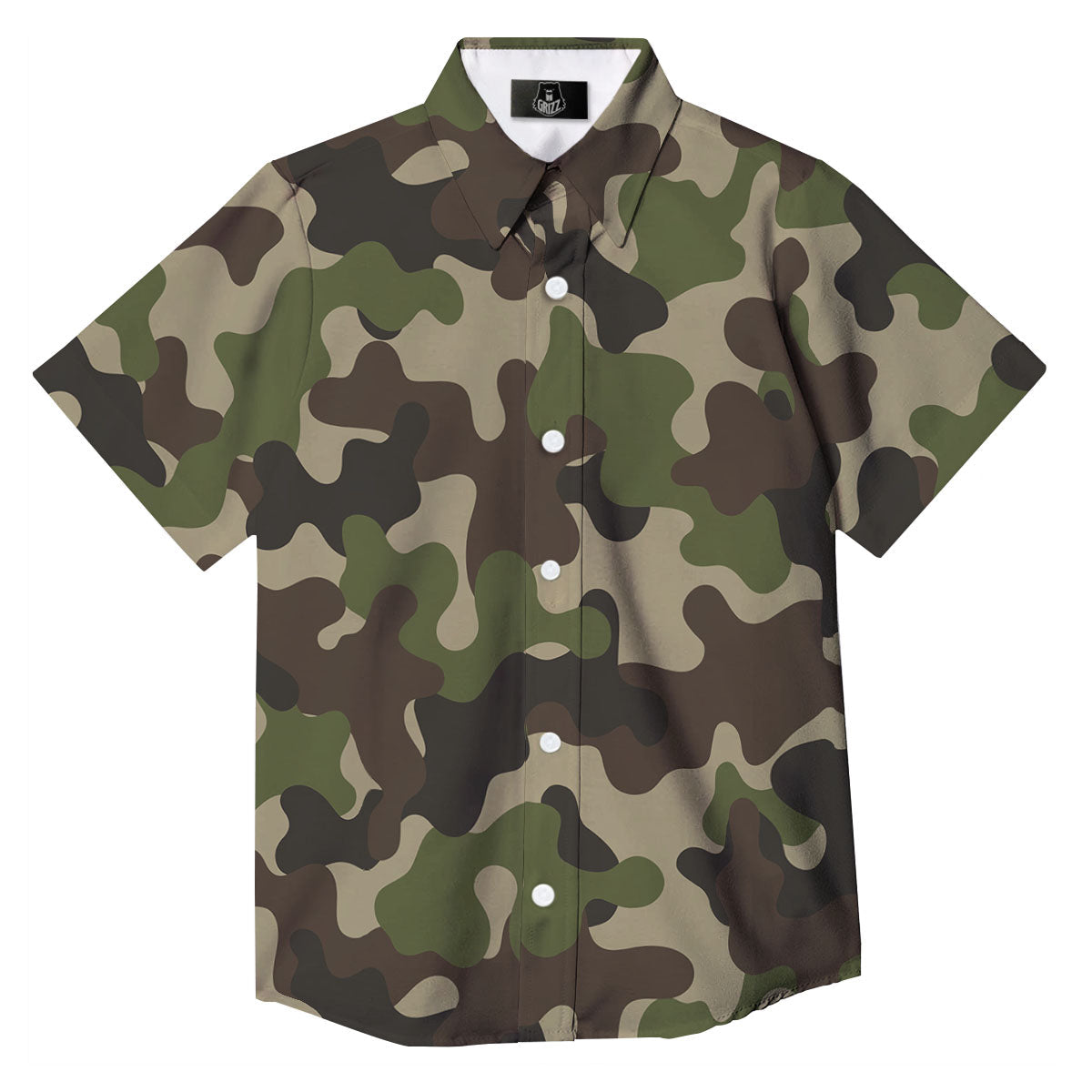 Camouflage Jungle Hunting Print Button Up Shirt-grizzshop