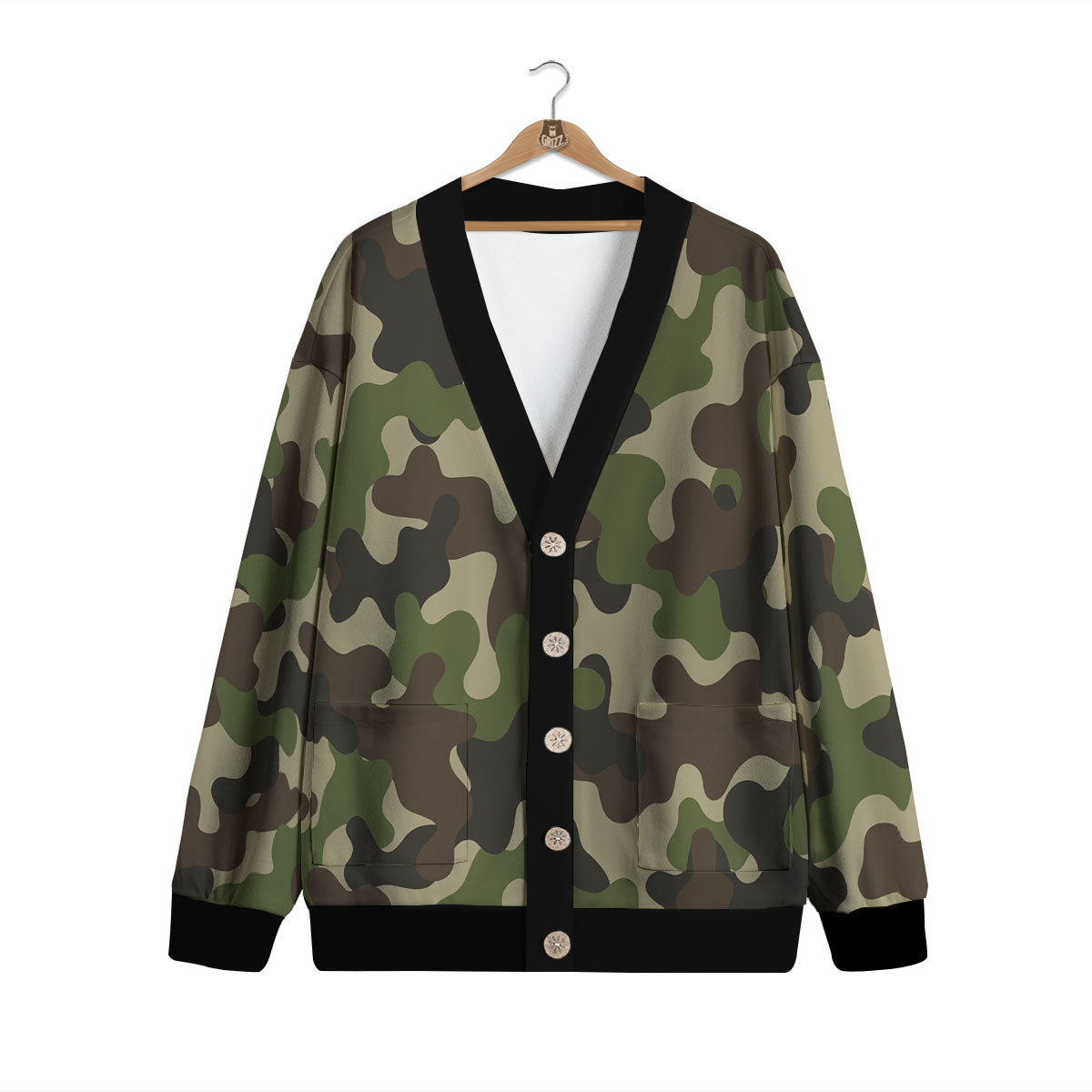 Camouflage Jungle Hunting Print Cardigan-grizzshop