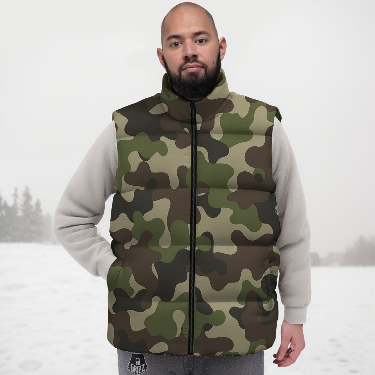 Camouflage Jungle Hunting Print Down Vest