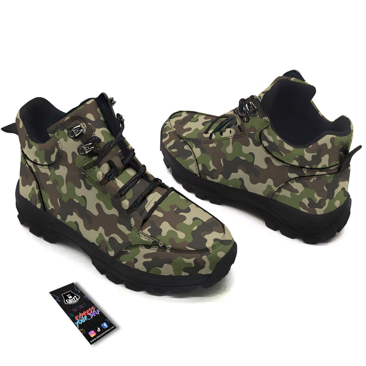 Camouflage Jungle Hunting Print Hiking Shoes-grizzshop