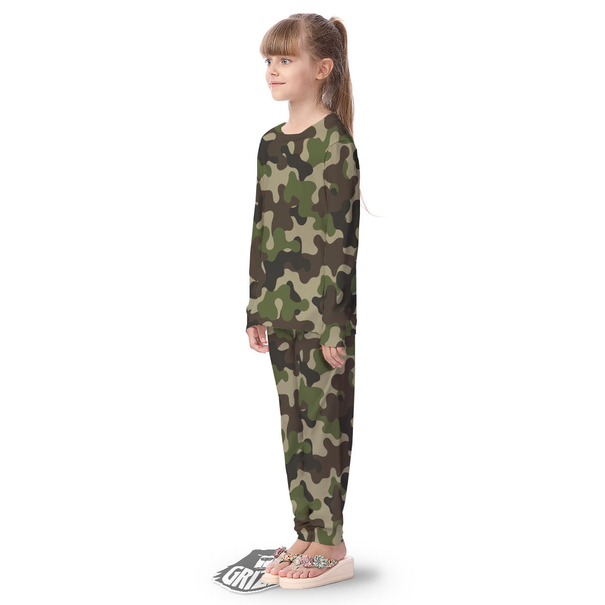 Camouflage Jungle Hunting Print Kid's Pajamas-grizzshop