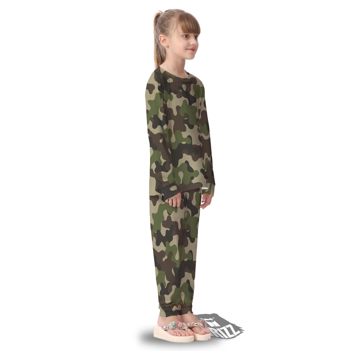 Camouflage Jungle Hunting Print Kid's Pajamas-grizzshop