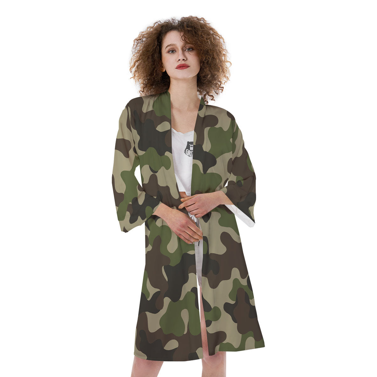 Camouflage Jungle Hunting Print Kimono-grizzshop