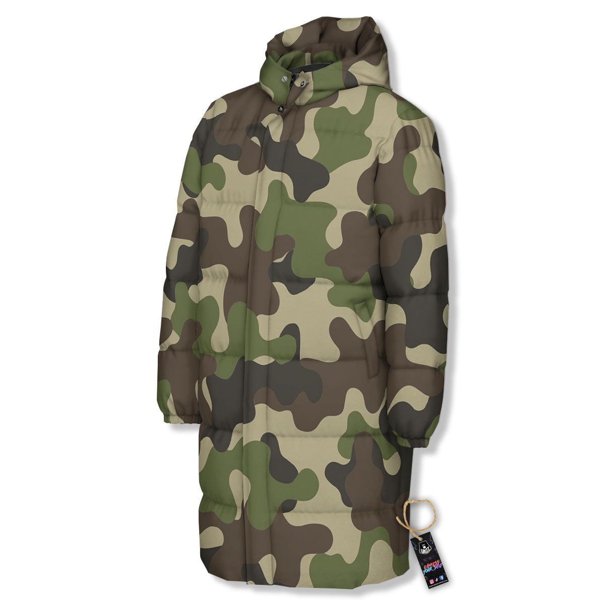Camouflage Jungle Hunting Print Long Down Jacket-grizzshop
