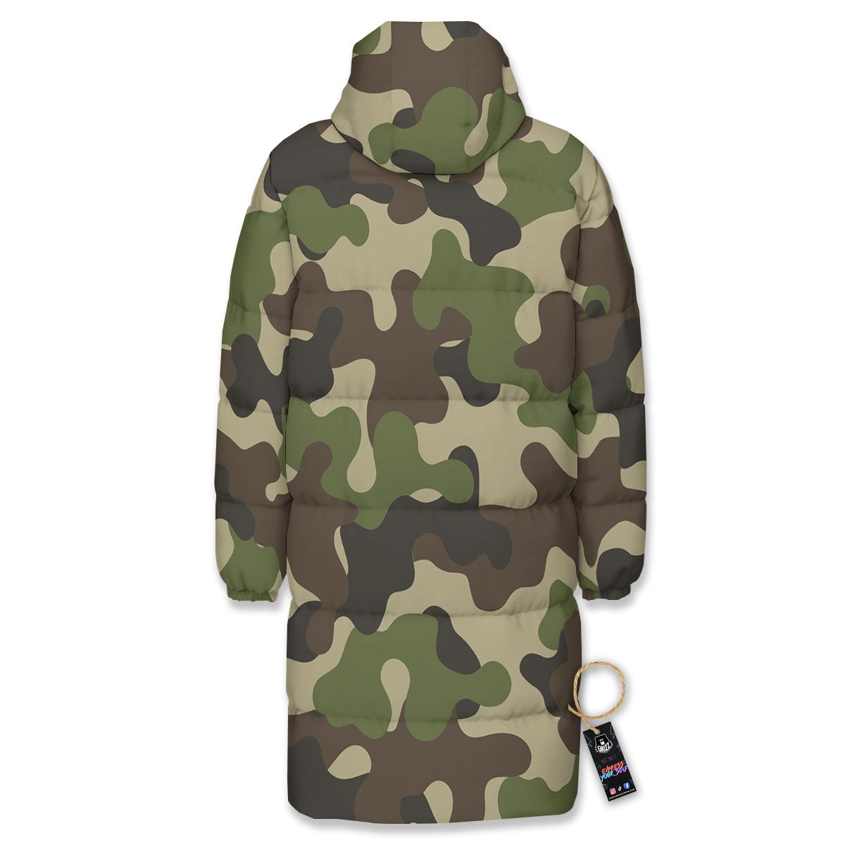 Camouflage Jungle Hunting Print Long Down Jacket-grizzshop
