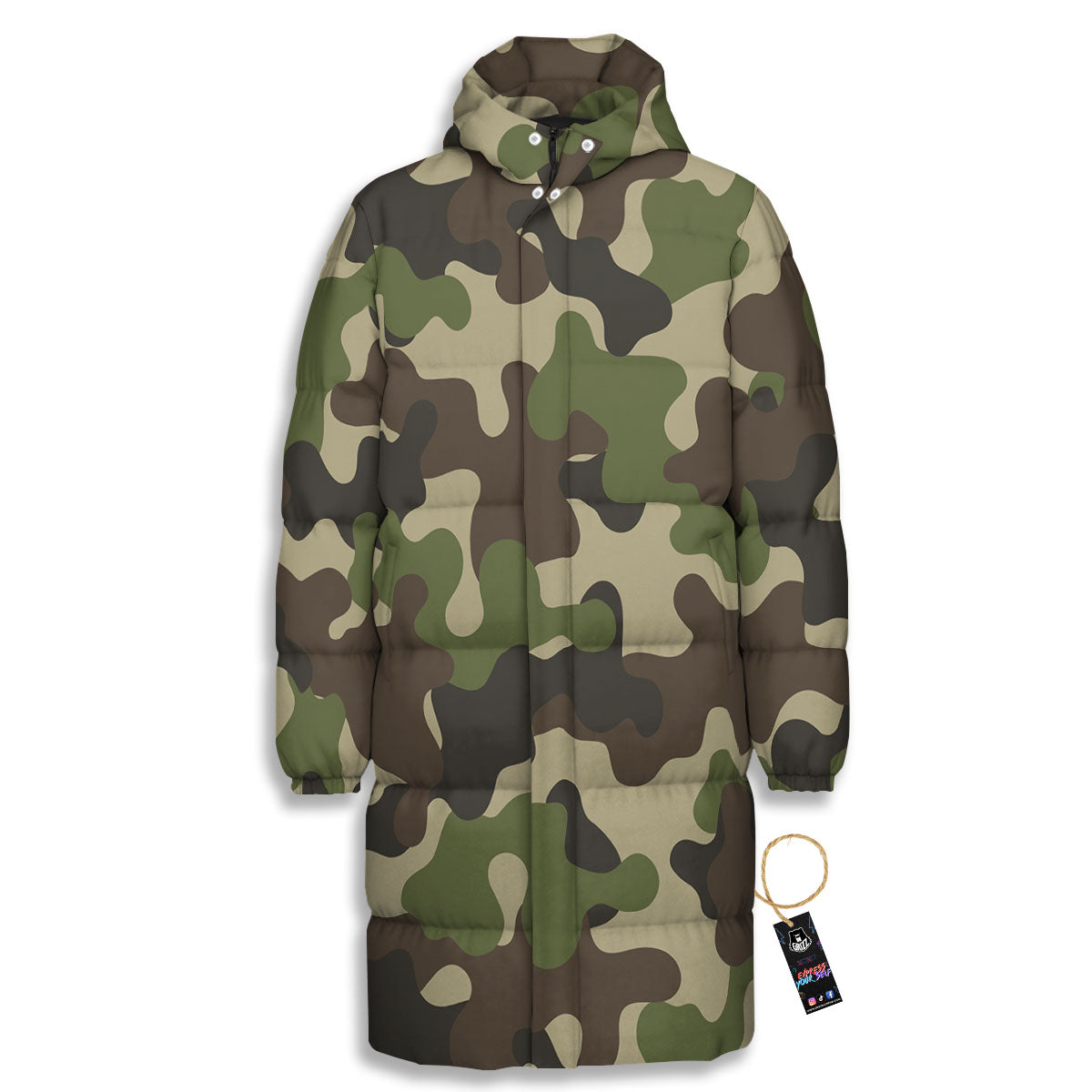 Camouflage Jungle Hunting Print Long Down Jacket-grizzshop