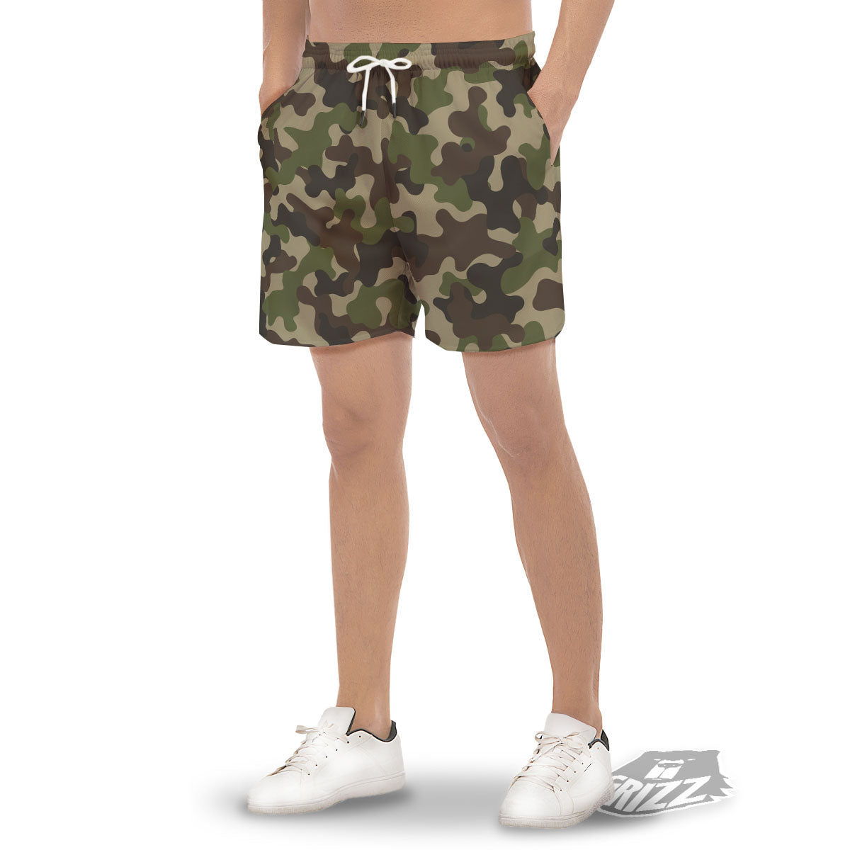Camouflage Jungle Hunting Print Men's Gym Shorts-grizzshop