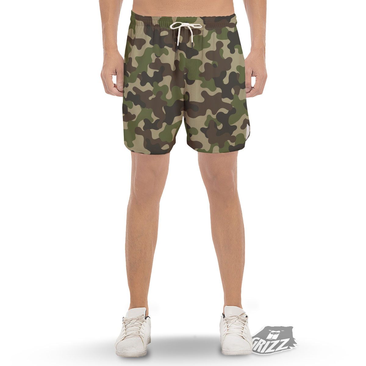 Camouflage Jungle Hunting Print Men's Gym Shorts-grizzshop