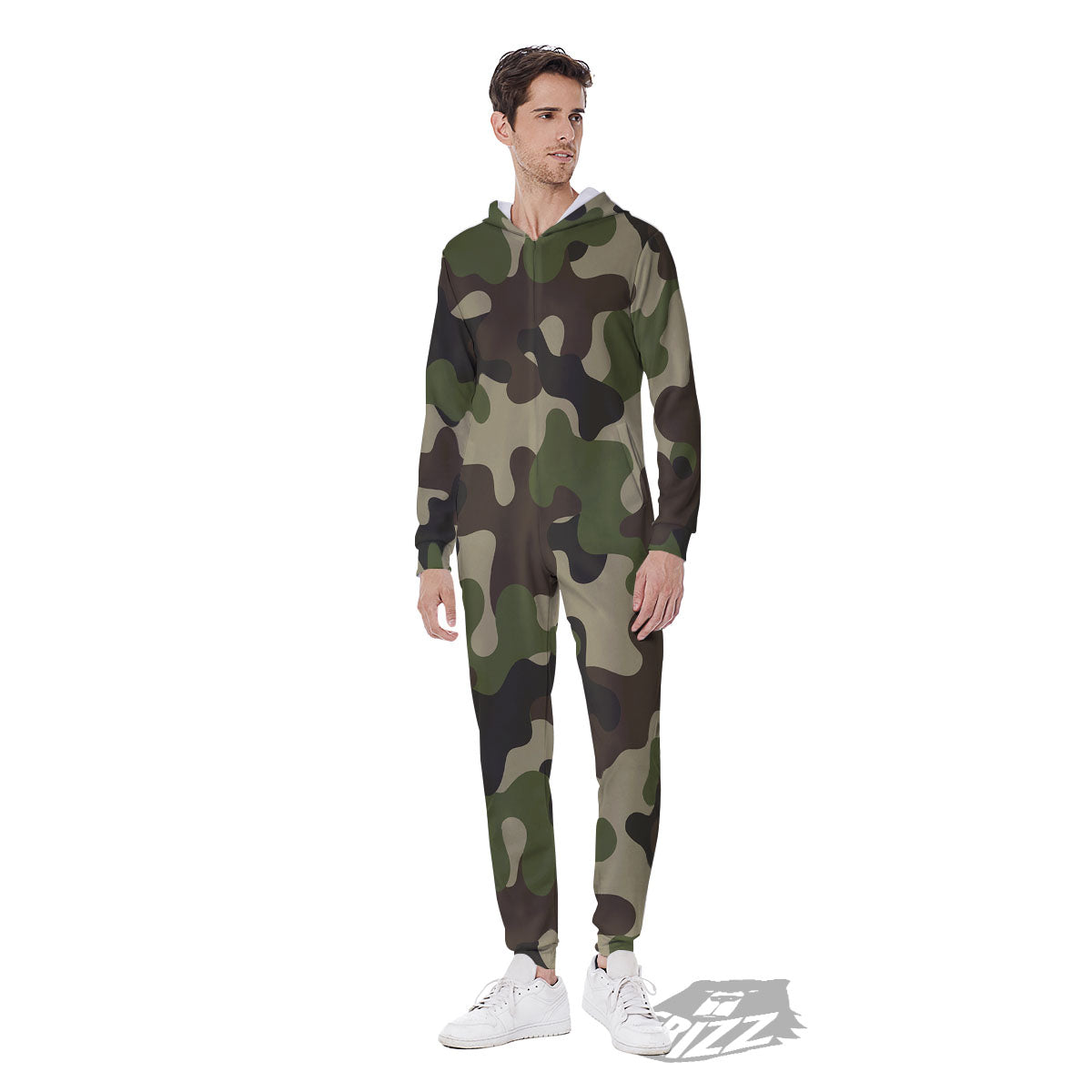 Camouflage Jungle Hunting Print Men's Jumpsuit-grizzshop