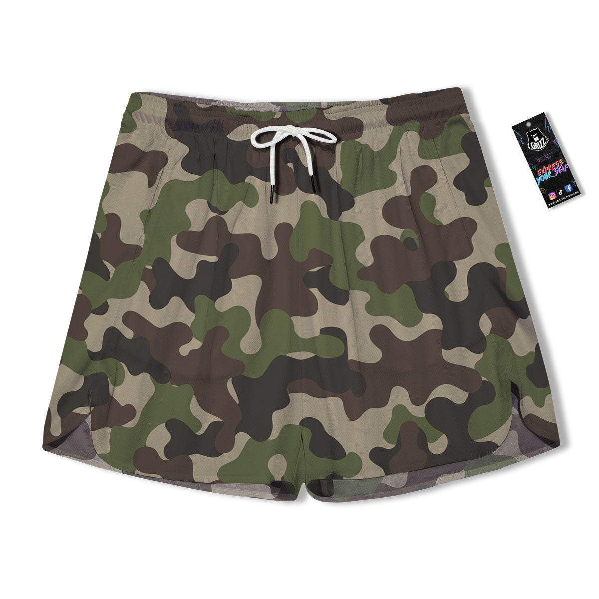 Camouflage Jungle Hunting Print Men's Running Shorts-grizzshop
