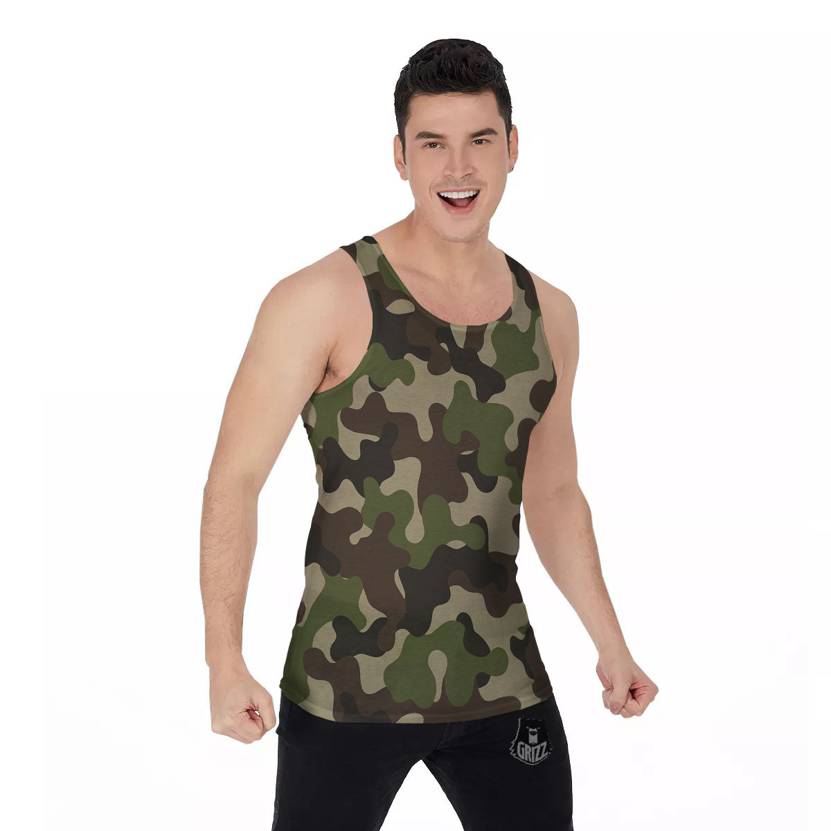 Camouflage Jungle Hunting Print Men's Tank Top-grizzshop