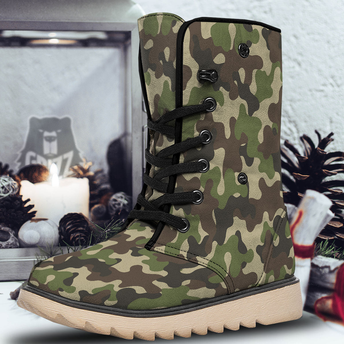Camouflage Jungle Hunting Print Snow Boots-grizzshop