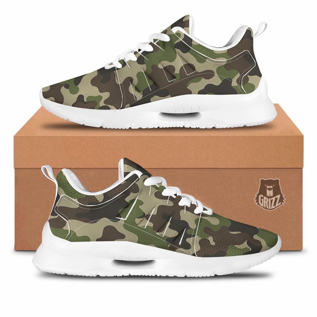 Camouflage Jungle Hunting Print Tennis Shoes-grizzshop