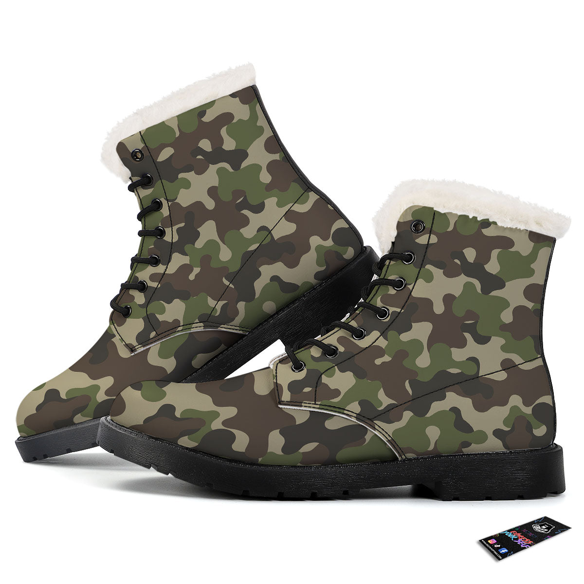 Camouflage Jungle Hunting Print Winter Boots-grizzshop